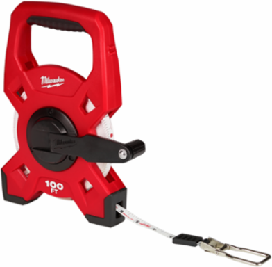 100 Foot Fiberglass Open Reel Tape Measure with 3:1 Gear Ratio