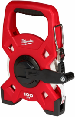 100 Foot Fiberglass Open Reel Tape Measure with 3:1 Gear Ratio