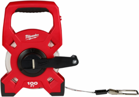 100 Foot Fiberglass Open Reel Tape Measure with 3:1 Gear Ratio