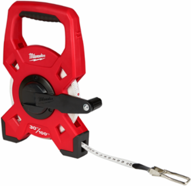 100 Ft Fiberglass Open Reel Long Tape, 3:1 Gear Ratio, GRIME GUARD™ Blade Wiper