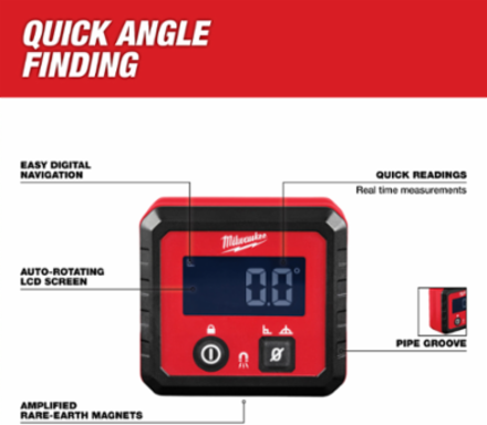 Digital Angle Gauge with Magnetic Base, 0 to 90-Degree & 0 to 180-Degree Range