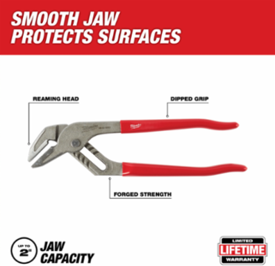 10 Inch Smooth Jaw Pliers, 2 Inch Jaw Capacity, 1.1 lb Weight