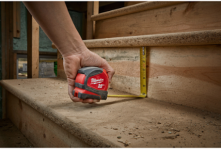 26 ft Compact Tape Measure with 12 ft Reach, Nylon Coated Blade