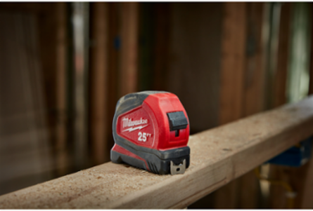 26 ft Compact Tape Measure with 12 ft Reach, Nylon Coated Blade