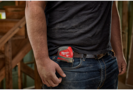 26 ft Compact Tape Measure with 12 ft Reach, Nylon Coated Blade