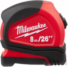 26 ft Compact Tape Measure with 12 ft Reach, Nylon Coated Blade