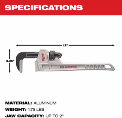 12” Aluminum Pipe Wrench