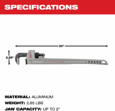 14 Inch Aluminum Pipe Wrench with POWERLENGTH™ Handle, Max Opening 2 Inch