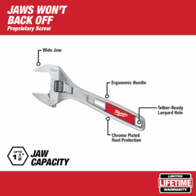 8" Wide Jaw Adjustable Wrench