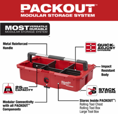 PACKOUT™ Tool Tray 19.8 Inch x 11.7 Inch, 25lbs Capacity, Adjustable Dividers