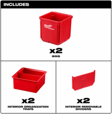 PACKOUT™ 2PK Bin Set - Impact Resistant, 7.3 Inch Height, Red