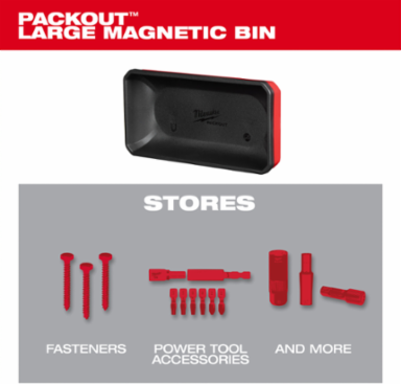 PACKOUTTM Large Magnetic Bin 8 Inch x 2 Inch Polymer Steel Tool Storage