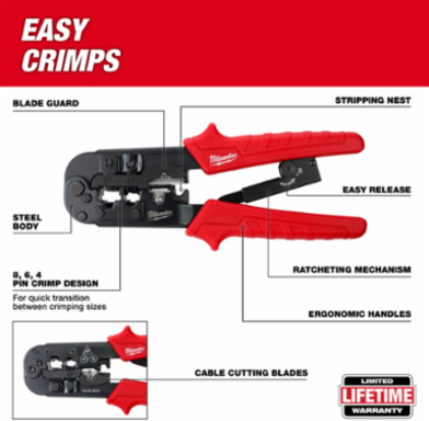Twisted Pair Install Kit - 4 Piece Set with Crimper, Punchdown, UTP Stripper