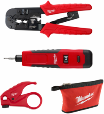 Twisted Pair Install Kit - 4 Piece Set with Crimper, Punchdown, UTP Stripper
