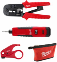 Twisted Pair Install Kit - 4 Piece Set with Crimper, Punchdown, UTP Stripper