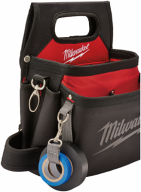 Electricians Work Pouch with Quick Adjust Belt, 15 Pocket, 1680D Nylon, Red/Black