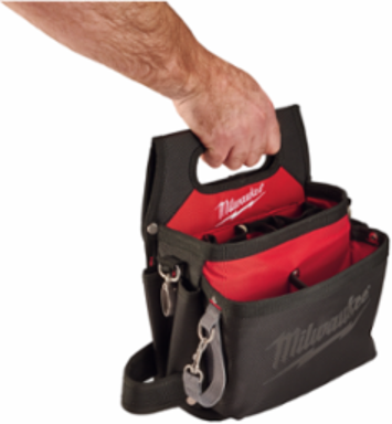 Electricians Work Pouch with Quick Adjust Belt, 15 Pocket, 1680D Nylon, Red/Black