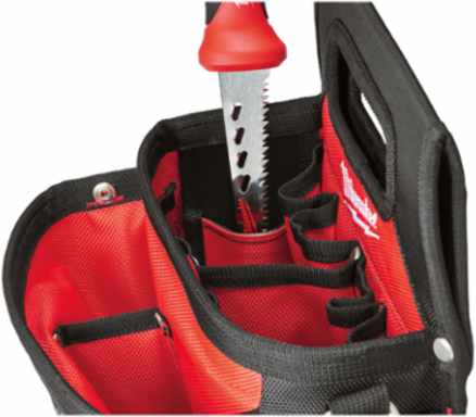 Electricians Work Pouch with Quick Adjust Belt, 15 Pocket, 1680D Nylon, Red/Black