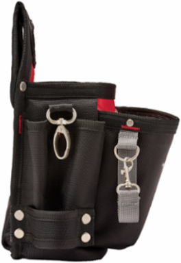 Electricians Work Pouch with Quick Adjust Belt, 15 Pocket, 1680D Nylon, Red/Black