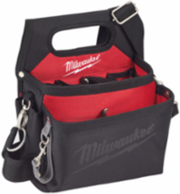 Electricians Work Pouch with Quick Adjust Belt, 15 Pocket, 1680D Nylon, Red/Black