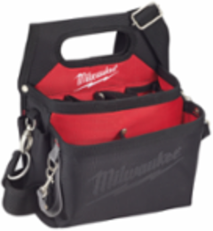 Electricians Work Pouch with Quick Adjust Belt, 15 Pocket, 1680D Nylon, Red/Black