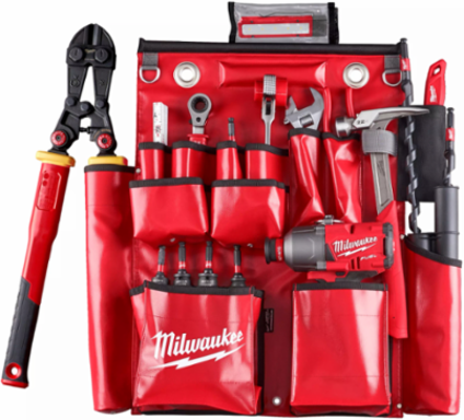 Lineman's Compact Aerial Tool Apron, Vinyl, 18 Pockets, 23.62 Inch Depth