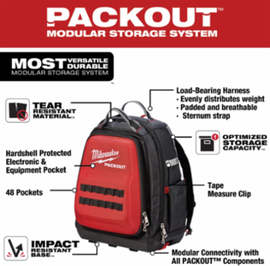 PACKOUT™ Backpack, 1680D Ballistic Material, 48 Pockets, 15.75 Inch Height