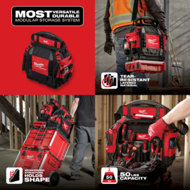 PACKOUT 15 Inch Structured Tool Bag - 50 lbs Capacity, 65 Pockets, Ballistic Material