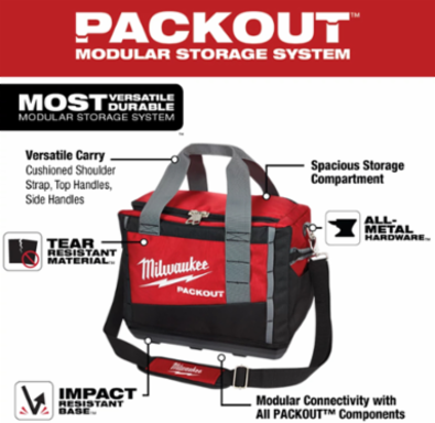 15 Inch PACKOUT Tool Bag, 1680D Ballistic Material, Soft Sided, Impact Resistant Base
