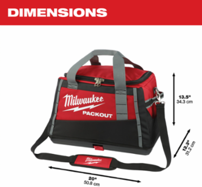 20 Inch PACKOUT Tool Bag - Tear Resistant 1680D, Soft Sided, Red/Black
