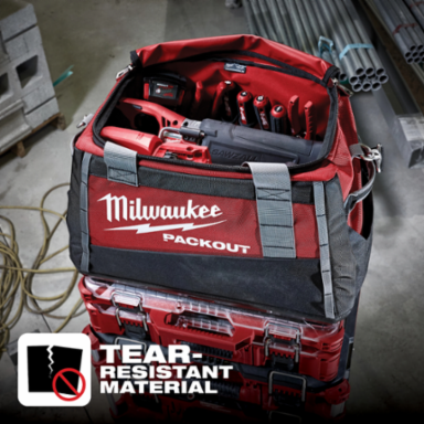 20 Inch PACKOUT Tool Bag - Tear Resistant 1680D, Soft Sided, Red/Black