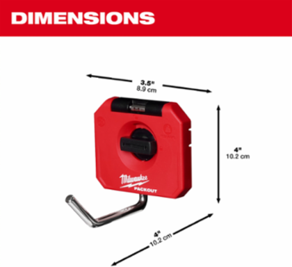 PACKOUT™ 4 Inch Single Straight Hook, 15 lbs Capacity, Metal Reinforced