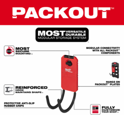PACKOUT™ 6 Inch Curved Hook, 25lbs Weight Capacity, Reinforced Design