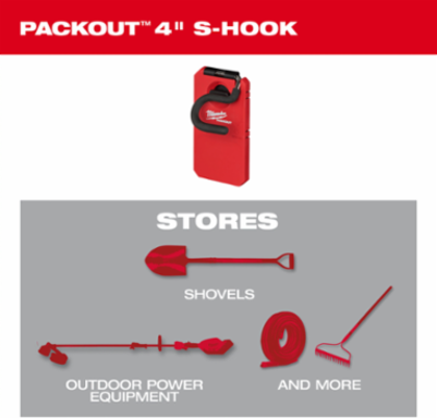 PACKOUT™ 4 Inch S-Hook with 25 lbs Weight Capacity and Anti-Slip Rubber Grips