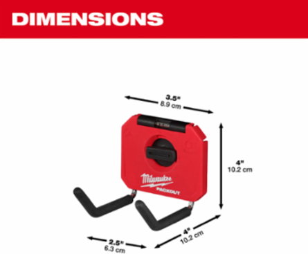 PACKOUT 4 Inch Straight Hook - 15 lbs Capacity, Reinforced, Modular Storage