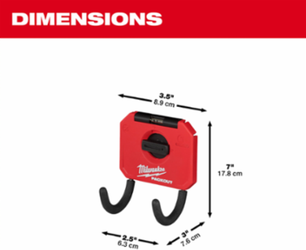 PACKOUT™ 3 Inch Curved Hook with 15 lbs Weight Capacity, Reinforced Design