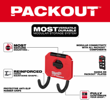 PACKOUT™ 3 Inch Curved Hook with 15 lbs Weight Capacity, Reinforced Design