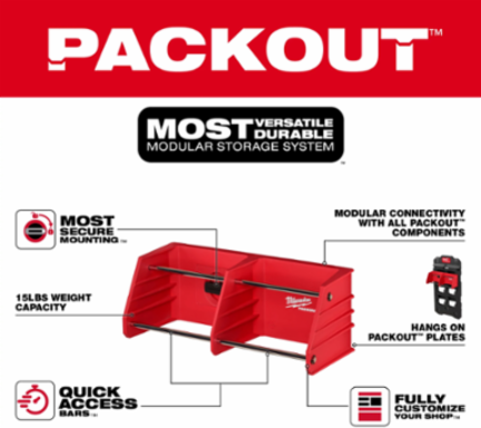 PACKOUT™ Wall-Mounted Tool Rack, 20 lbs Weight Capacity, Standard Size