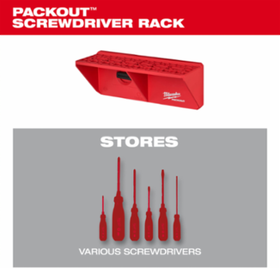 PACKOUT Screwdriver Rack, Wall-Mounted, 20 lbs Capacity, 34 Slots