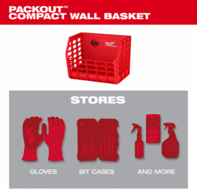 PACKOUT Compact Wall Basket 20lb Capacity, 7 Inch H x 9.5 Inch W