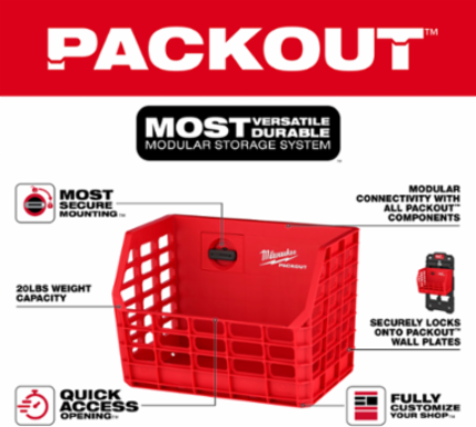 PACKOUT Compact Wall Basket 20lb Capacity, 7 Inch H x 9.5 Inch W