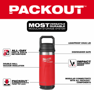 18oz Insulated Bottle with Chug Lid, Red - Dishwasher Safe, Impact Resistant