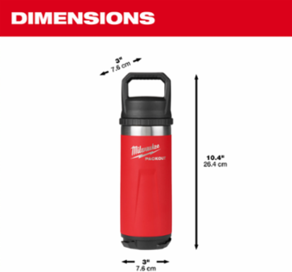 18oz Insulated Bottle with Chug Lid, Red - Dishwasher Safe, Impact Resistant