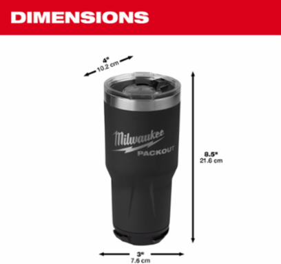 PACKOUT™ 30oz Tumbler - Black, Double Wall Vacuum Insulation, Dishwasher Safe