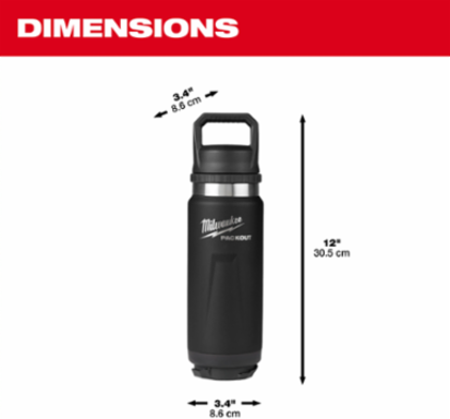 PACKOUT™ 24oz Insulated Bottle, Black, Chug Lid, 11.97 Inch Height