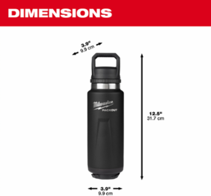 PACKOUT™ Insulated Bottle 36oz with Leakproof Chug Lid, Black