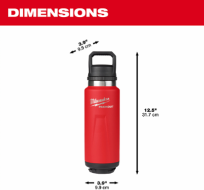 PACKOUT™ 36oz Insulated Bottle, Red, Leakproof Chug Lid, Impact Resistant