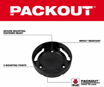 PACKOUT Twist to Lock Mount - 3.36 Inch Width, Impact Resistant Plastic Body