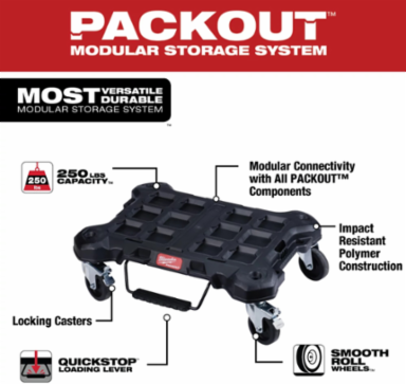PACKOUT™ Dolly 250lbs Capacity, 4 Inch Wheels, Impact Resistant Polymers