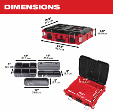 PACKOUT™ Tool Box 16.1 Inch x 22.1 Inch x 6.6 Inch, 75 lb Capacity, Plastic Construction